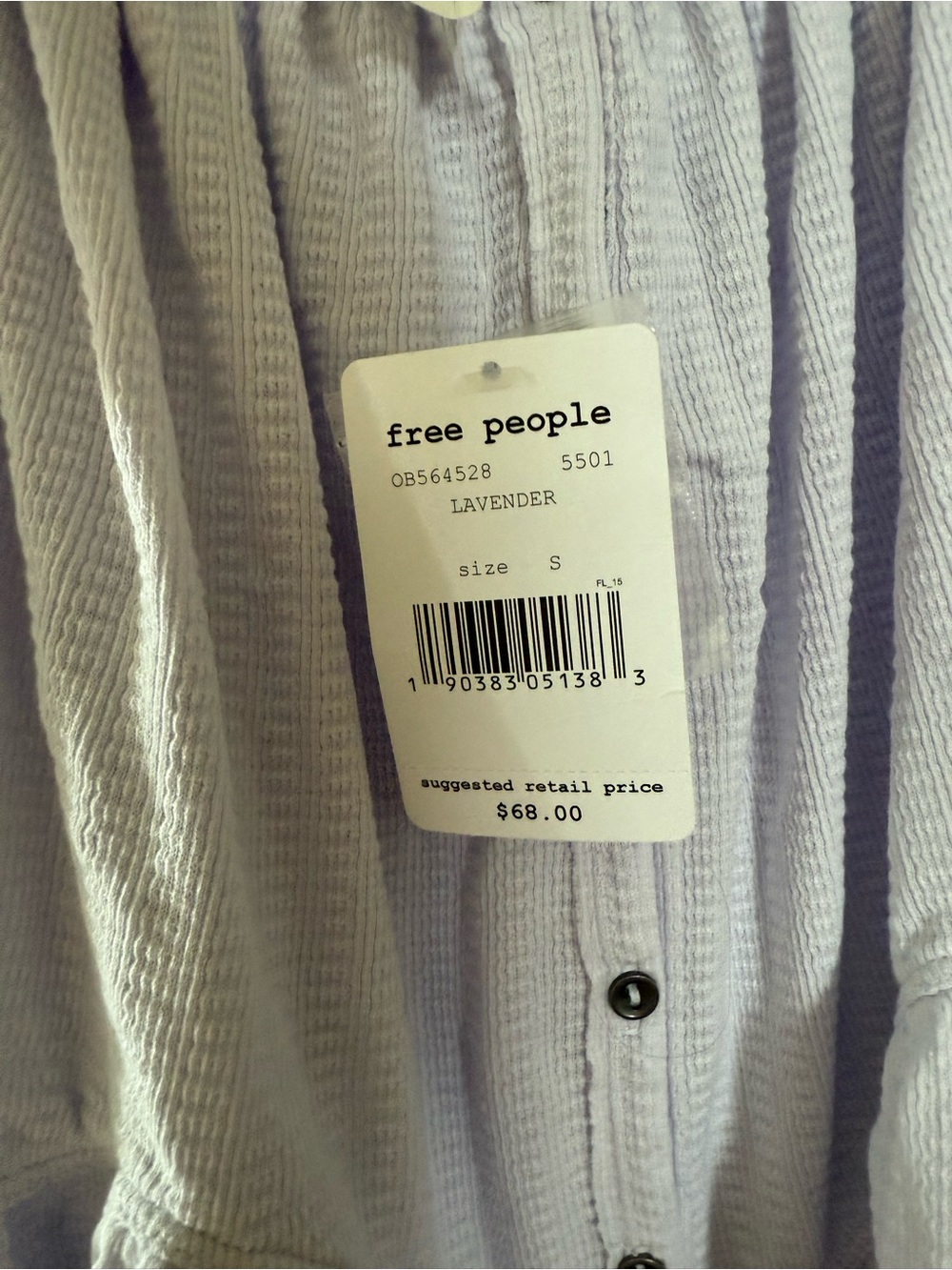 Free People Light Lavender Ruffle Button-Front Top - Picture 2 of 2